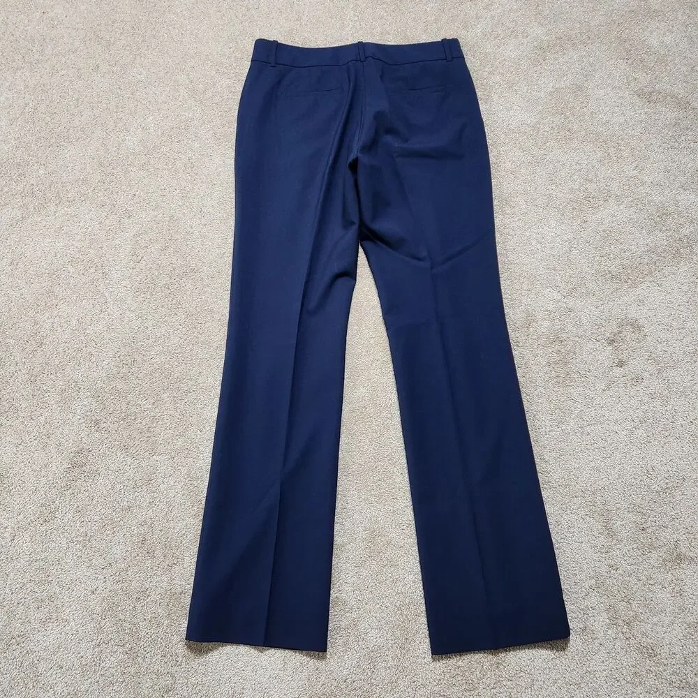 J. Crew Dress Pants Women 6 Navy Wool Blend Lined Bi Stretch Straight Leg